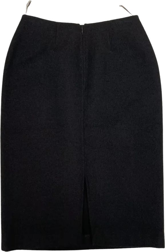 00's Classic Designer Black Wool Pencil Skirt by Celine