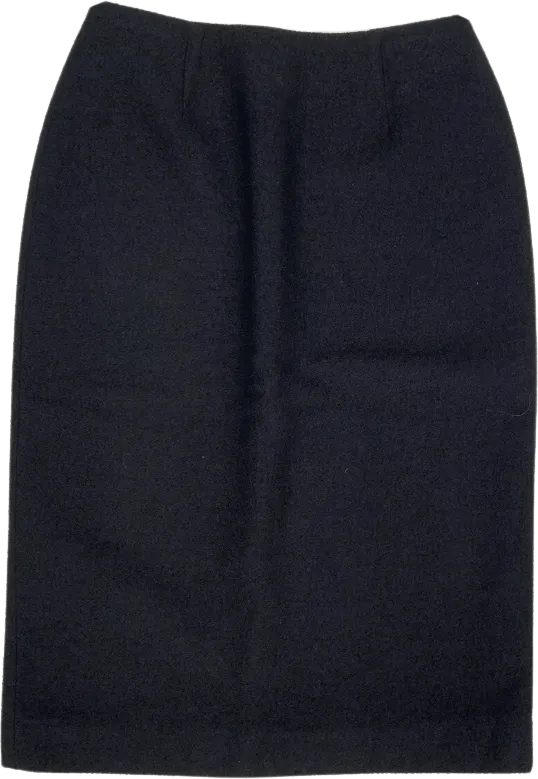 00's Classic Designer Black Wool Pencil Skirt by Celine