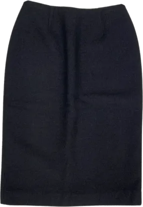 00's Classic Designer Black Wool Pencil Skirt by Celine