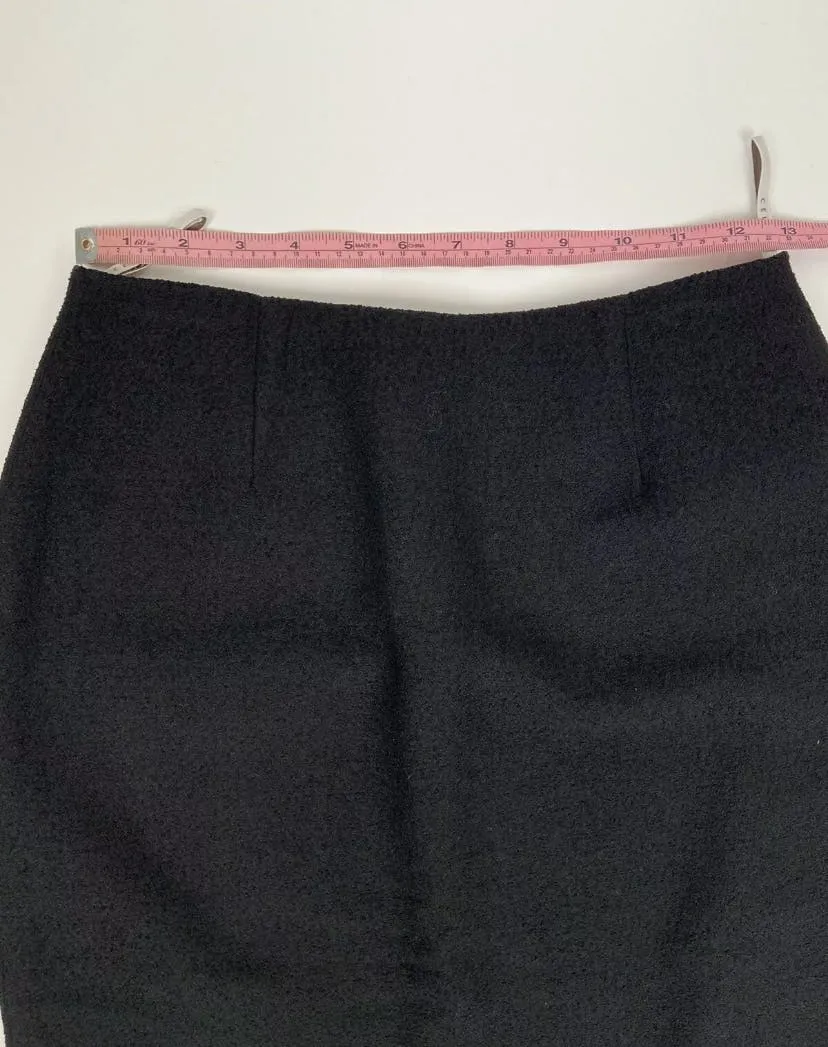 00's Classic Designer Black Wool Pencil Skirt by Celine