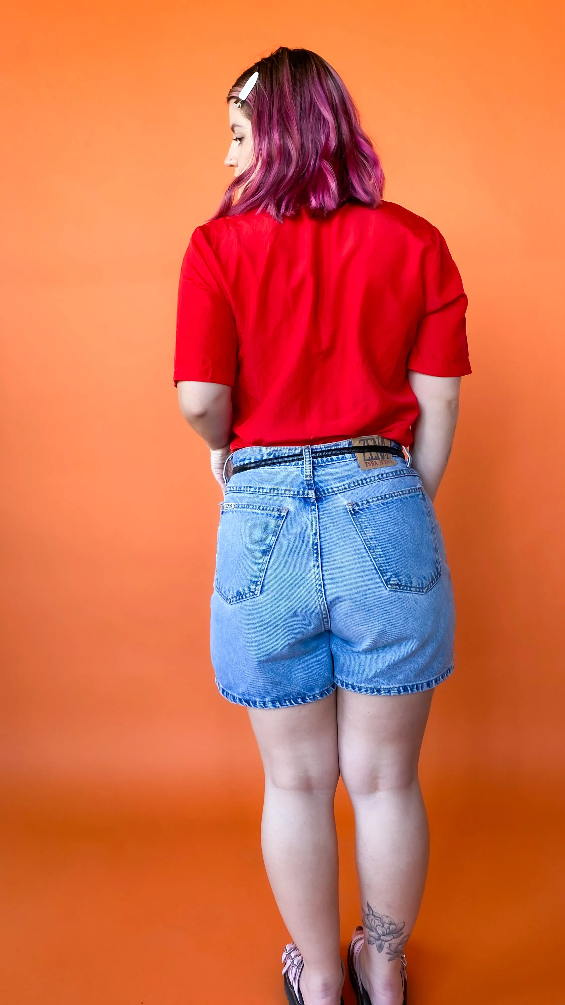 1980s Red Short Sleeve Button Down, sz. M