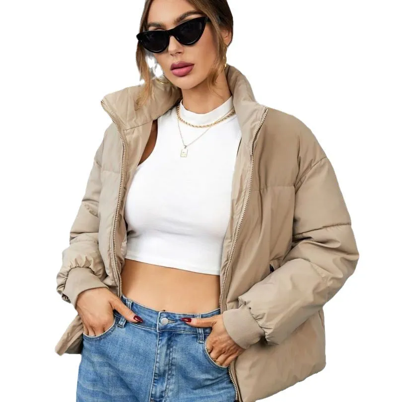 2024 foreign trade short thickened down cotton clothes women's winter stand-up collar small bread clothes European and American ins jacket tide