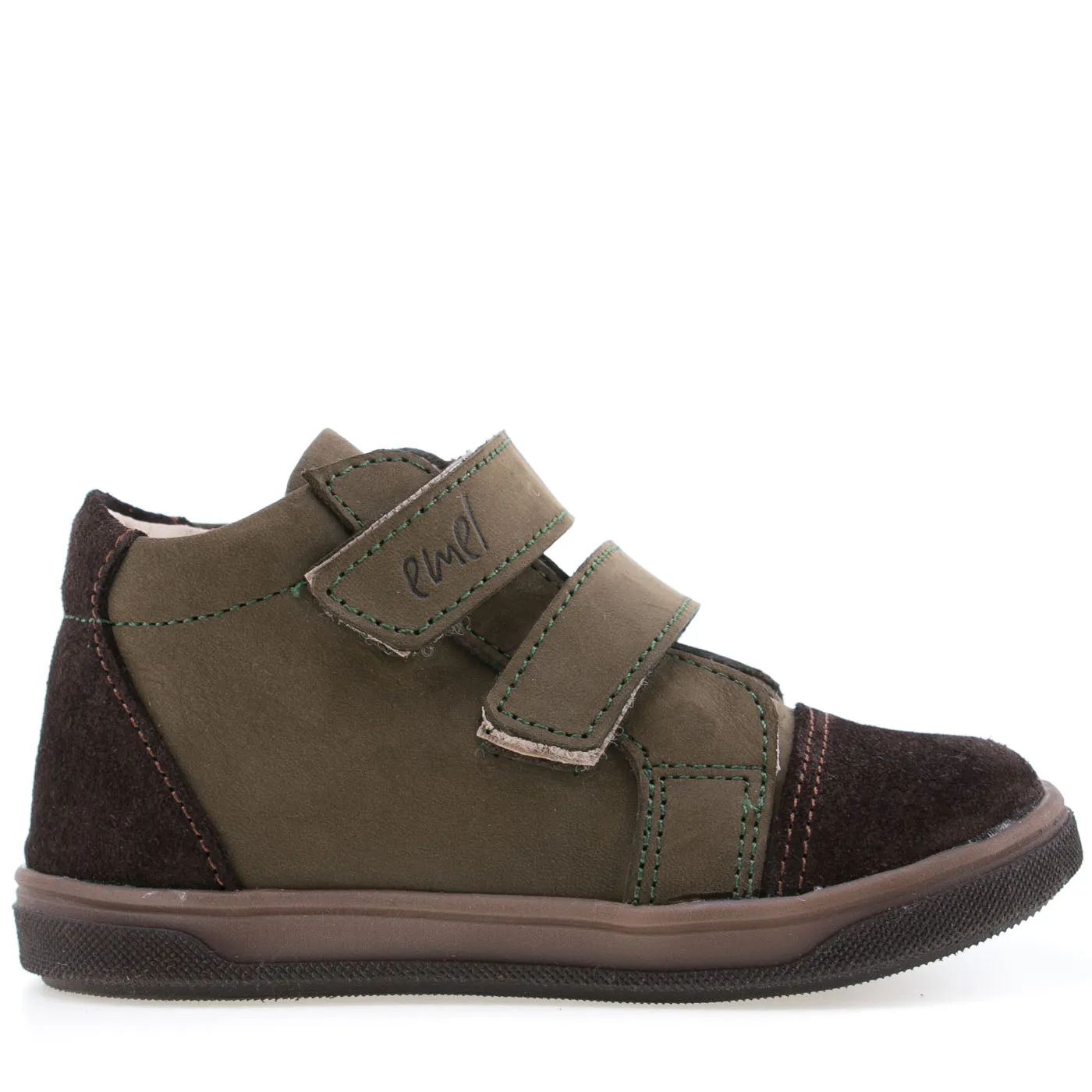 Emel Khaki Green Velcro Shoes for Kids