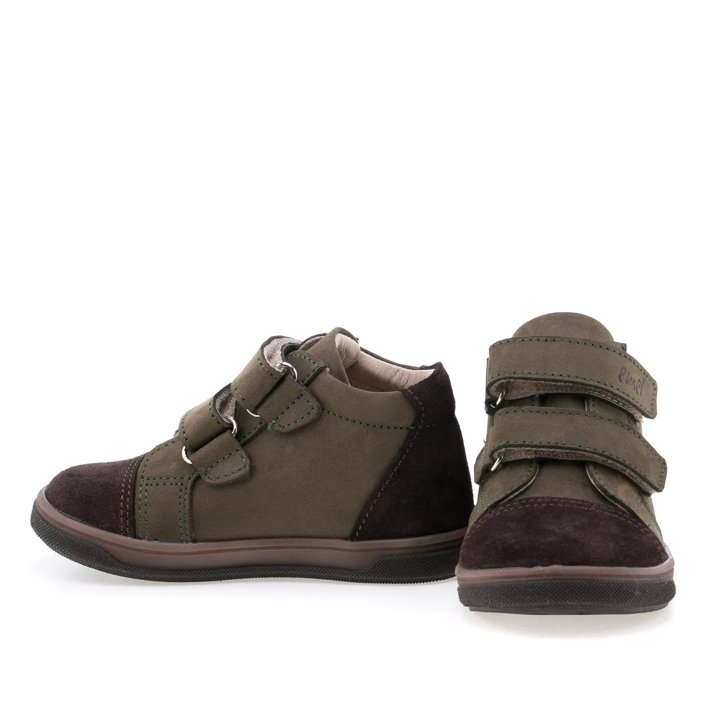 Emel Khaki Green Velcro Shoes for Kids