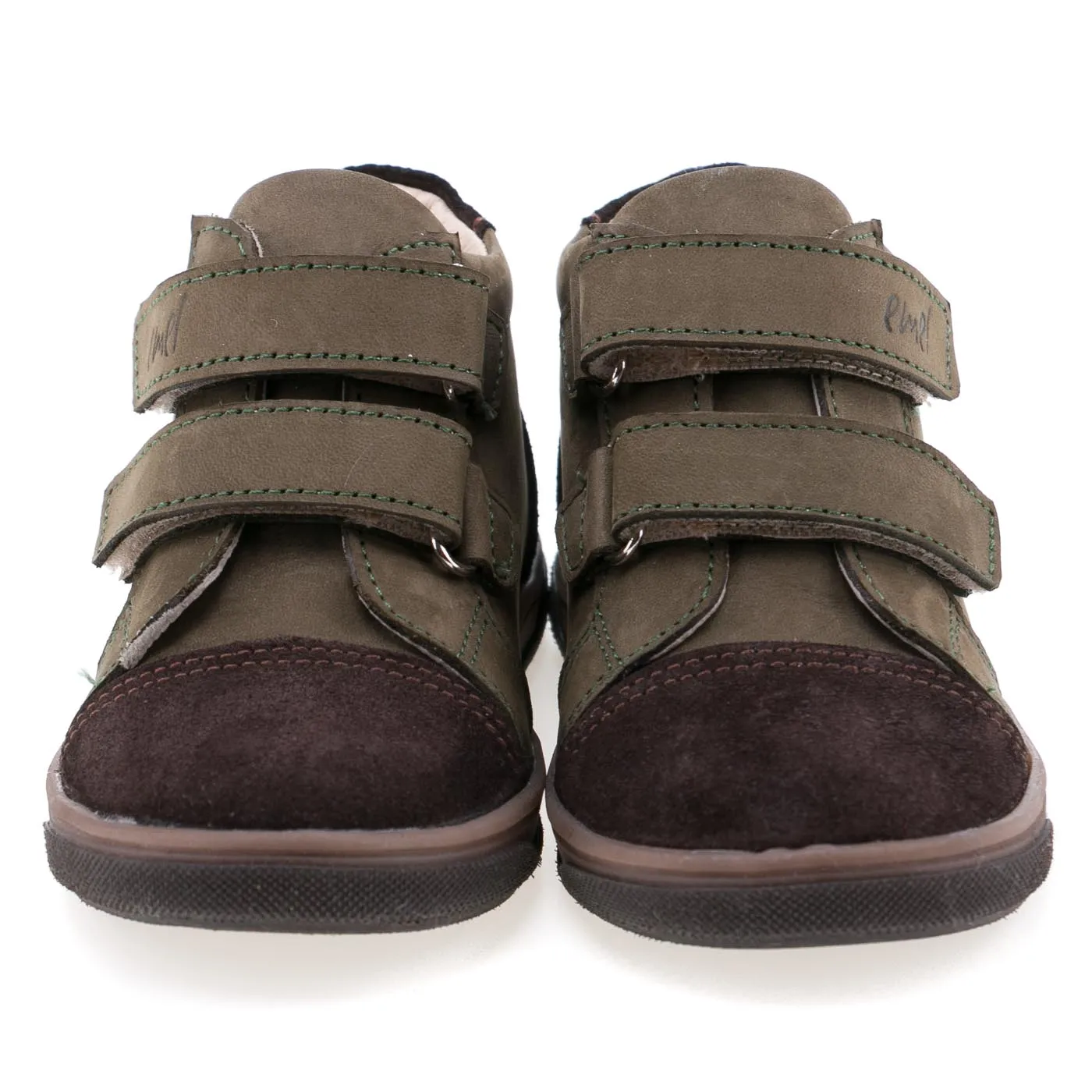 Emel Khaki Green Velcro Shoes for Kids