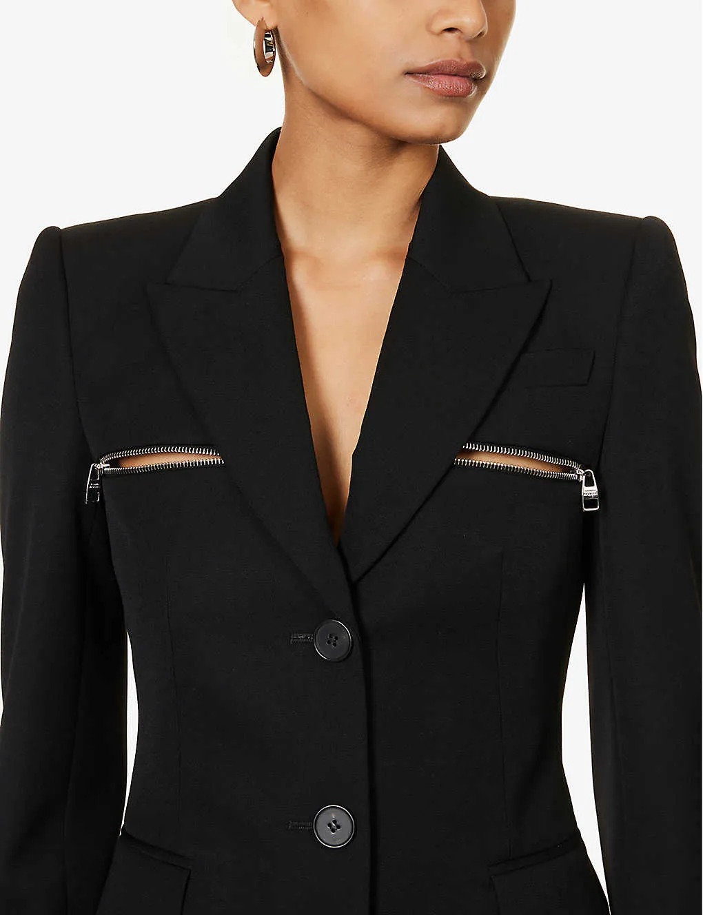 752829QJAAC Zip detail single breasted blazer