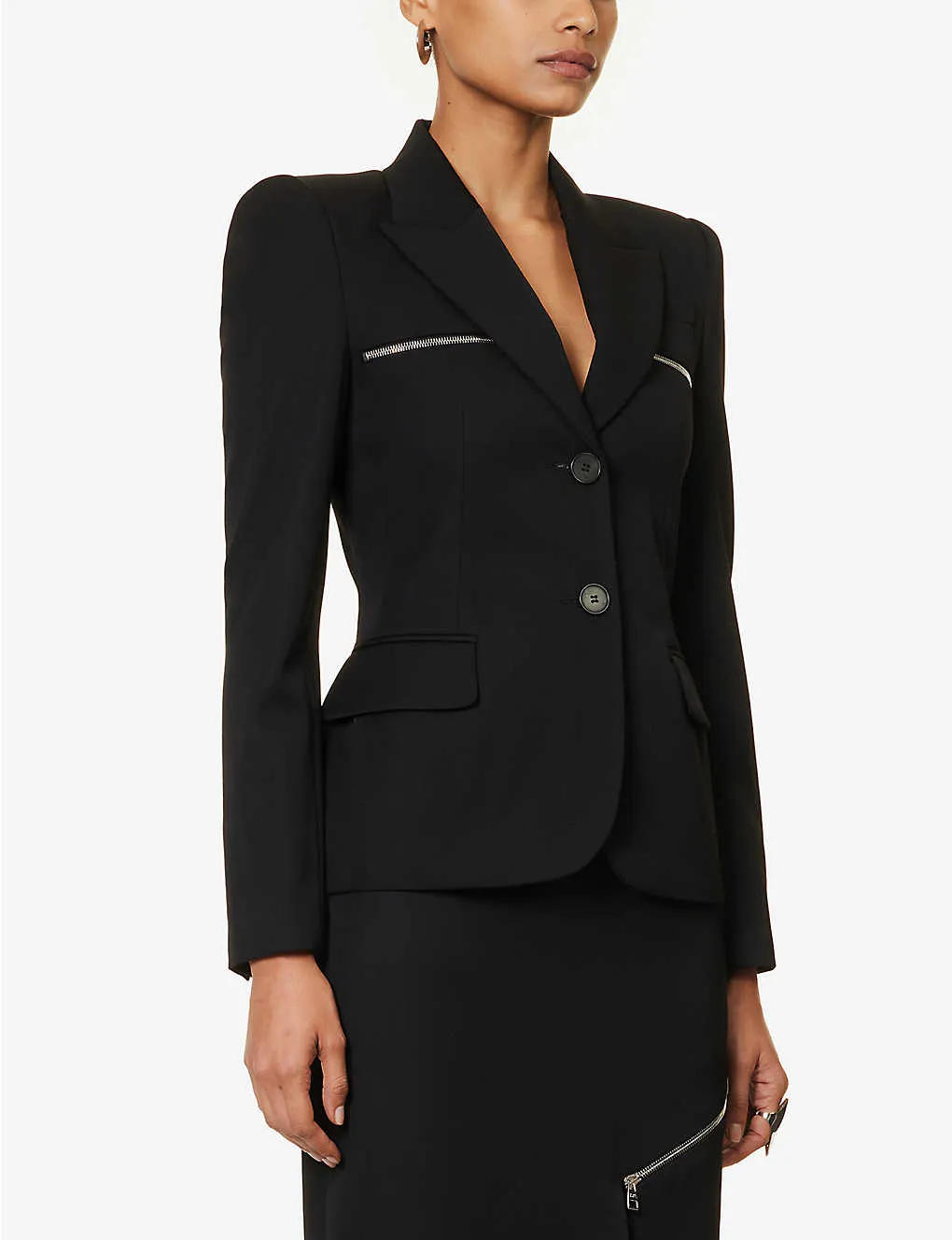 752829QJAAC Zip detail single breasted blazer