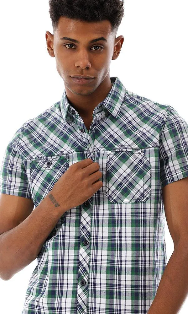 94556 Tartan Short Sleeves Cotton Shirt - Green