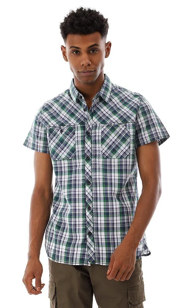 94556 Tartan Short Sleeves Cotton Shirt - Green