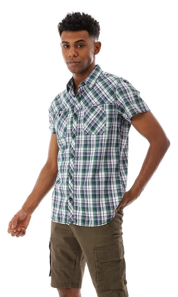 94556 Tartan Short Sleeves Cotton Shirt - Green