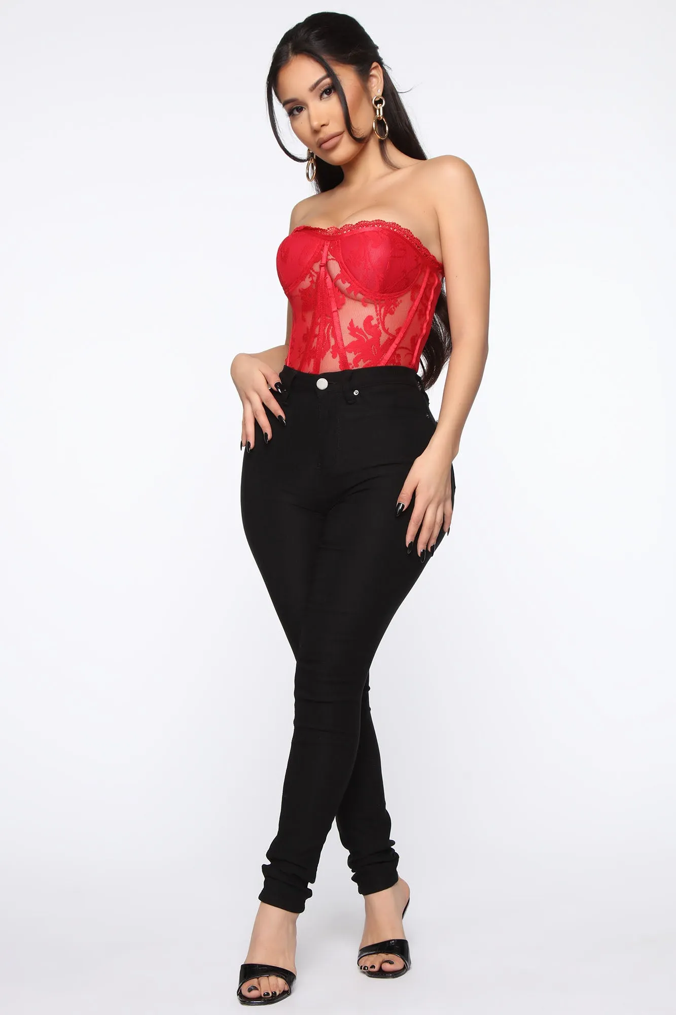 A Dozen Roses Lace Bustier - Red