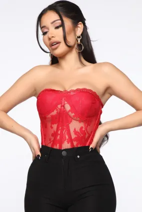 A Dozen Roses Lace Bustier - Red