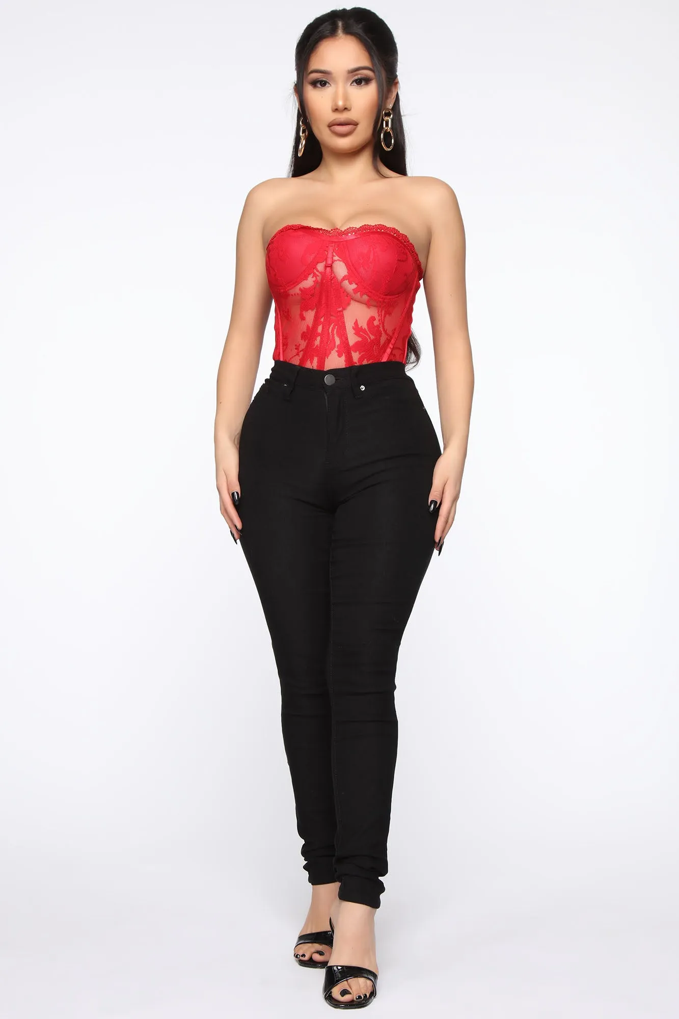 A Dozen Roses Lace Bustier - Red