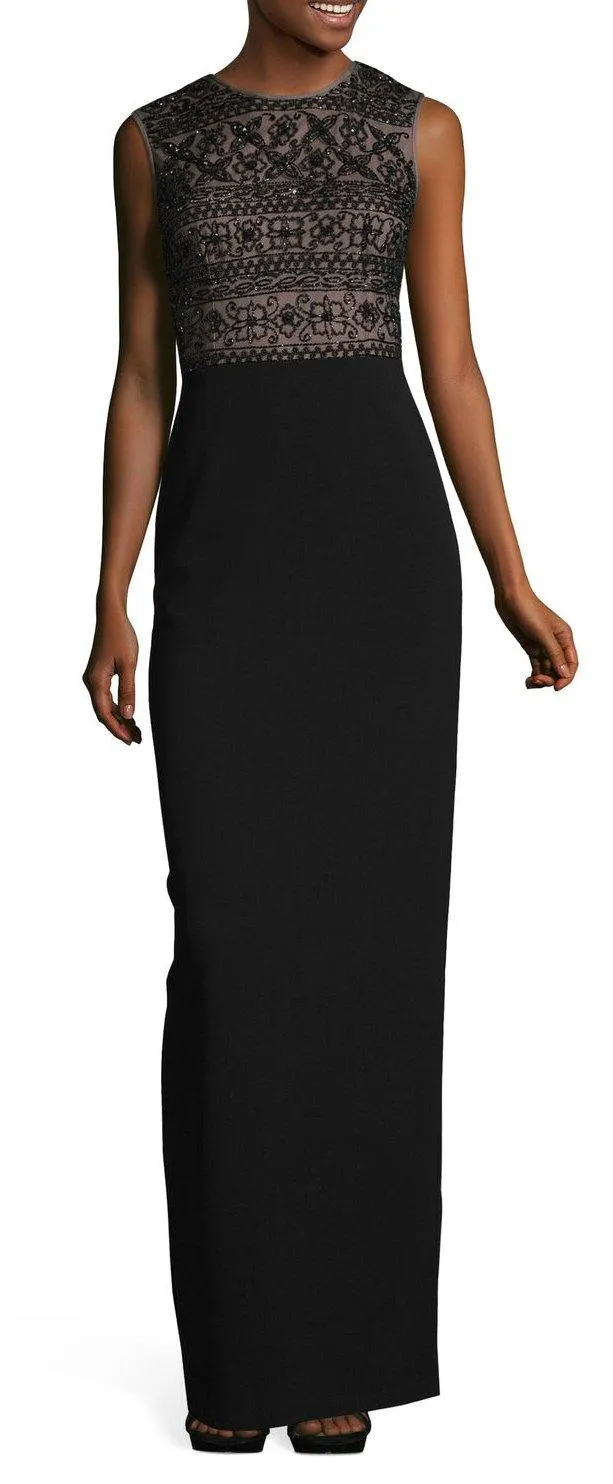 Adrianna Papell AP1E203663 Crew Neck Sleeveless Formal Long Dress