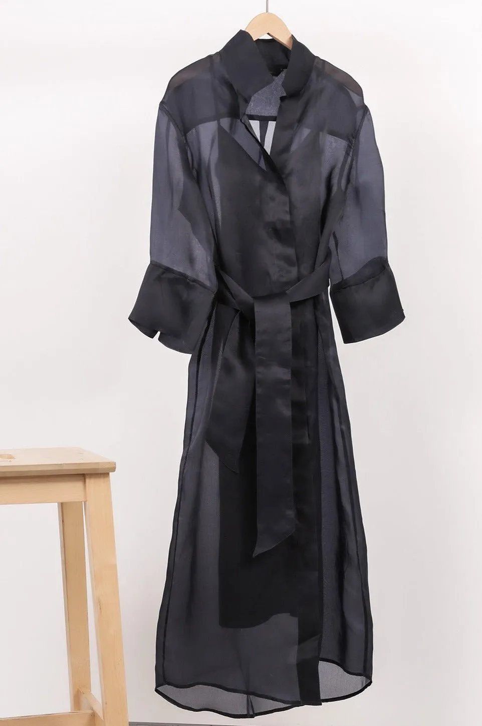 ALESSIA SILK ORGANZA SHIRT DRESS IN MIDNIGHT NAVY