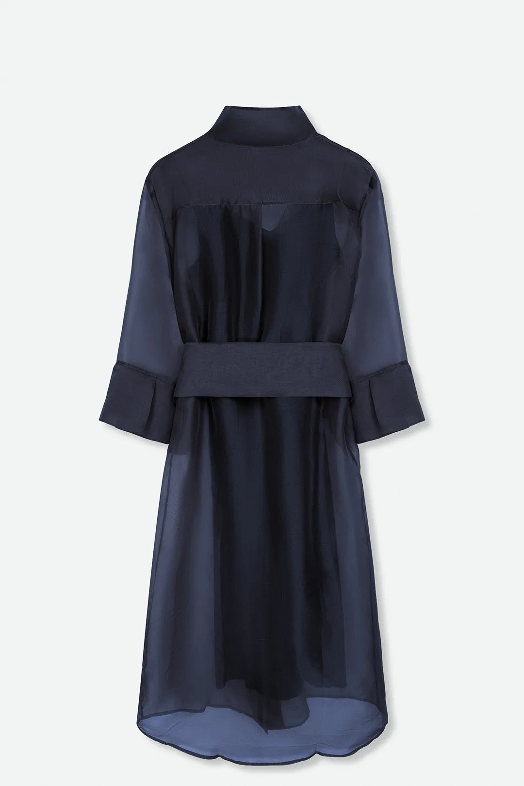 ALESSIA SILK ORGANZA SHIRT DRESS IN MIDNIGHT NAVY