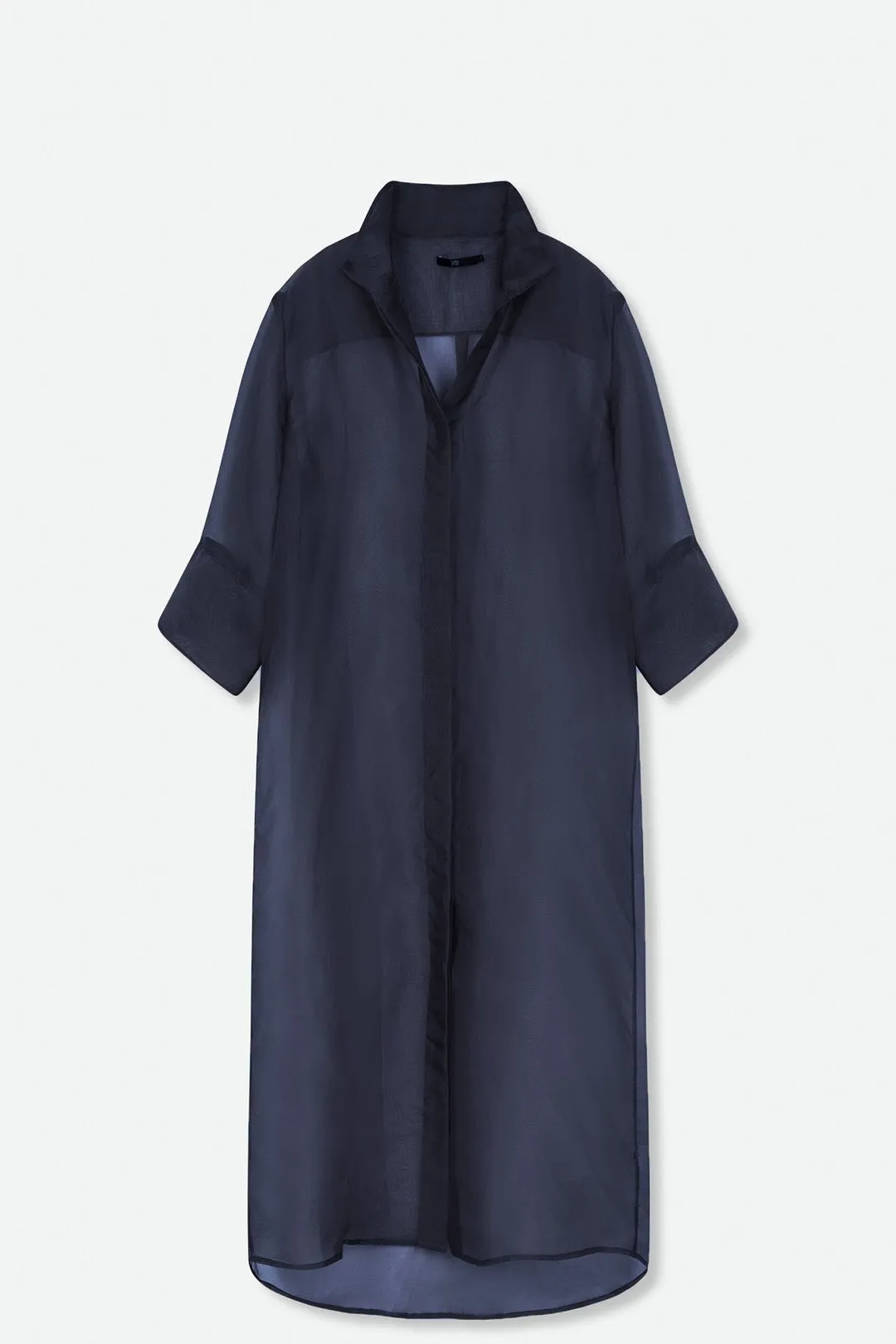 ALESSIA SILK ORGANZA SHIRT DRESS IN MIDNIGHT NAVY