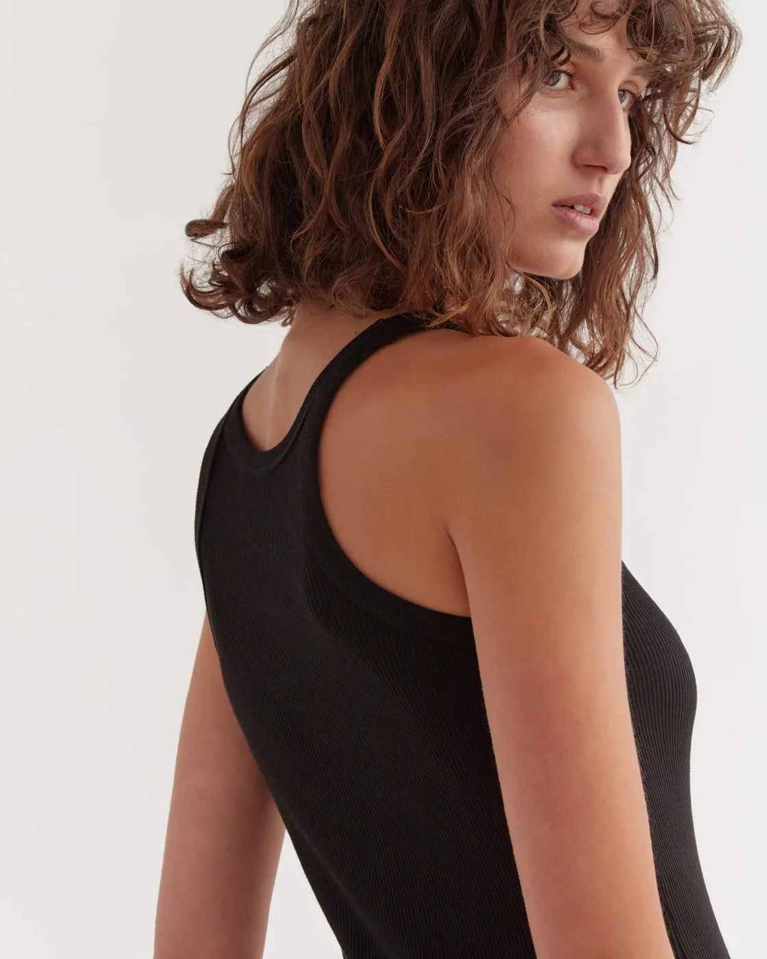 Aura Rib Singlet Black