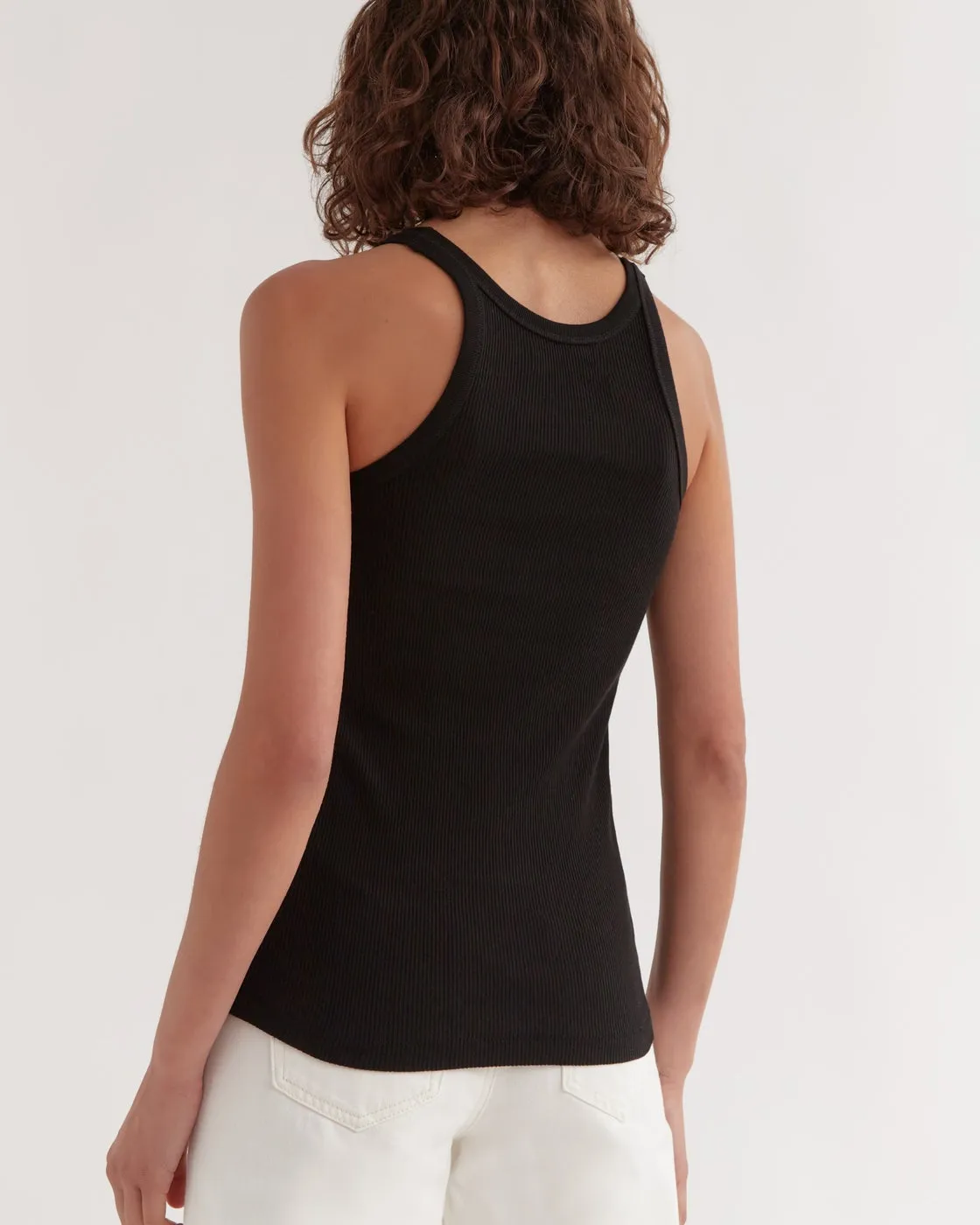 Aura Rib Singlet Black