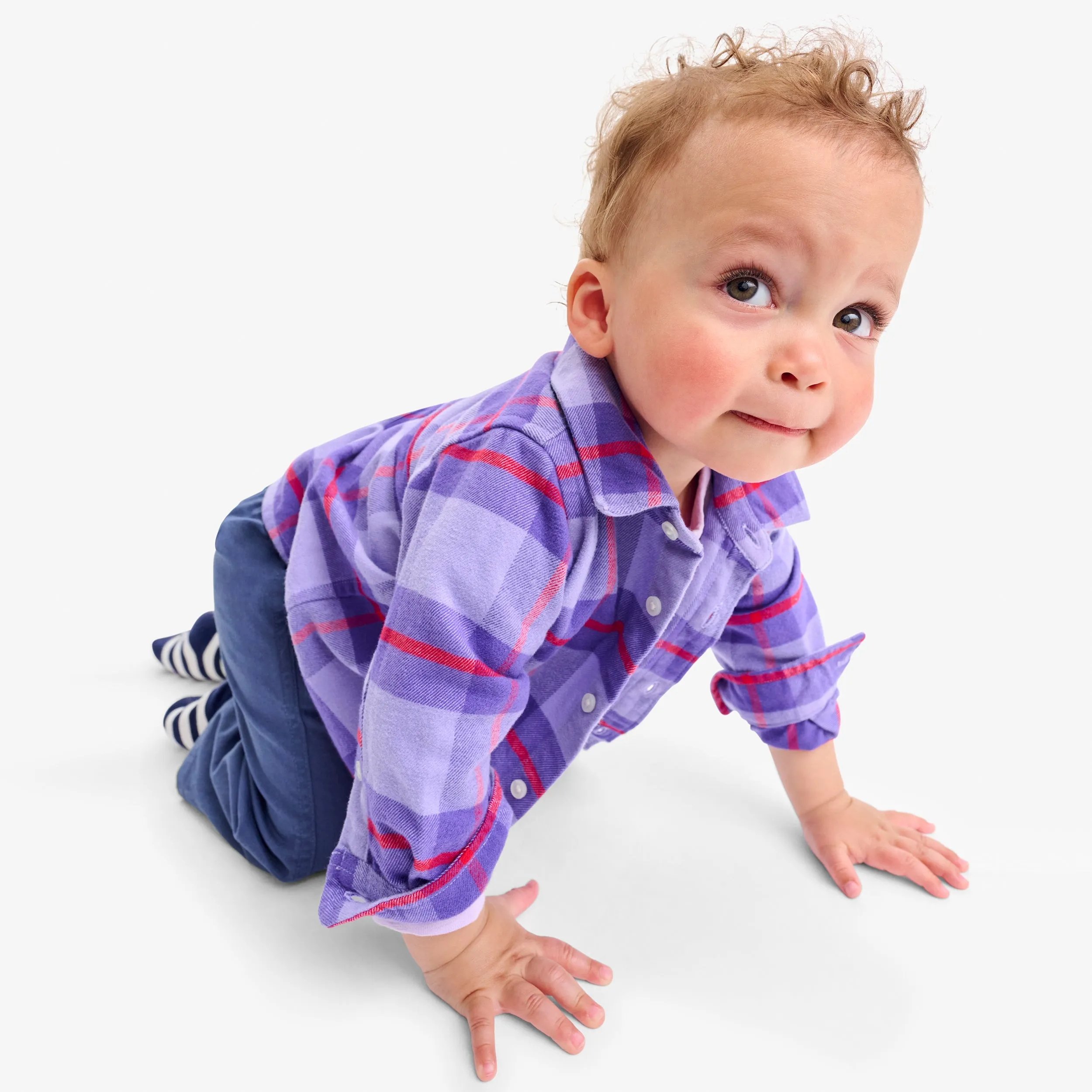 Baby long sleeve flannel plaid button down