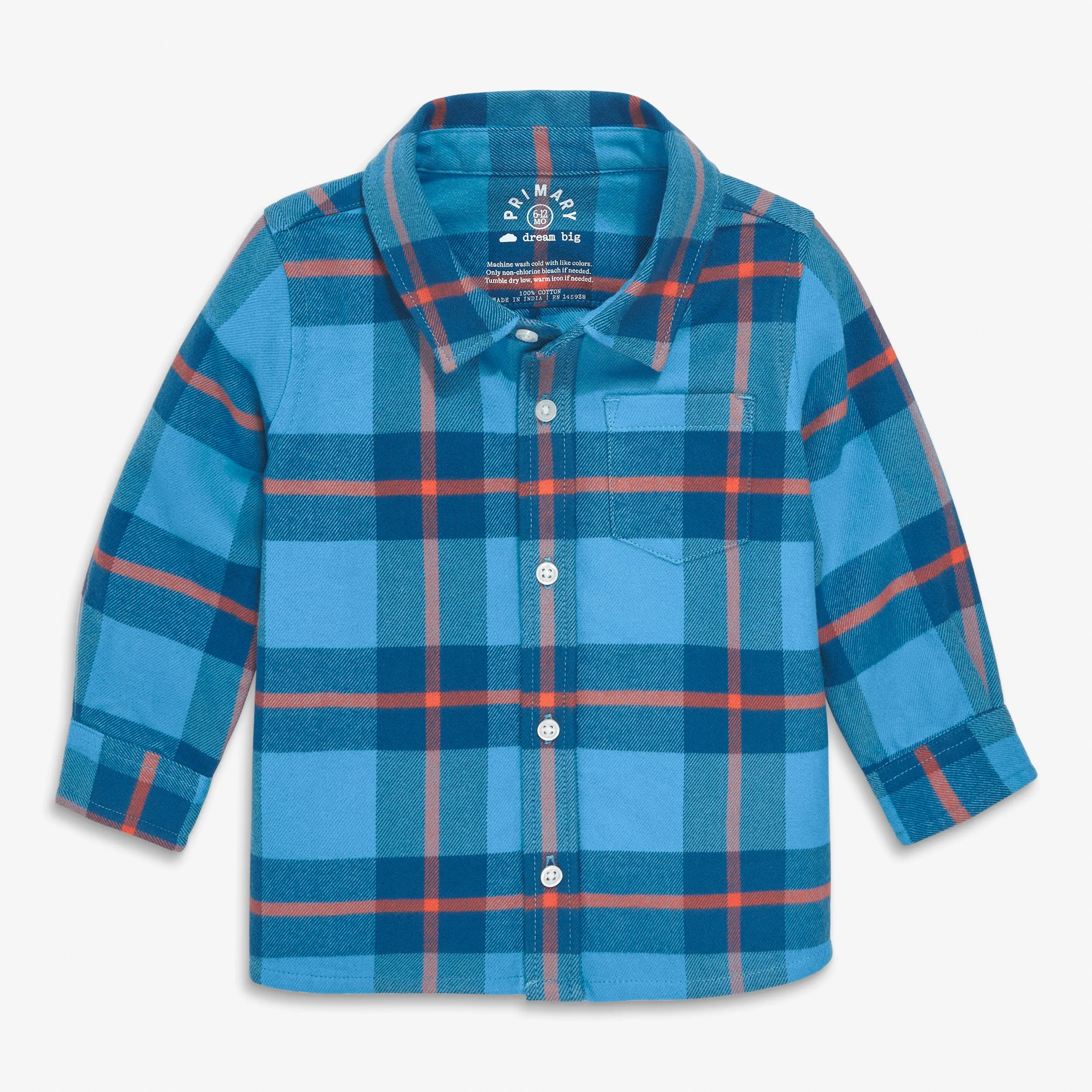 Baby long sleeve flannel plaid button down