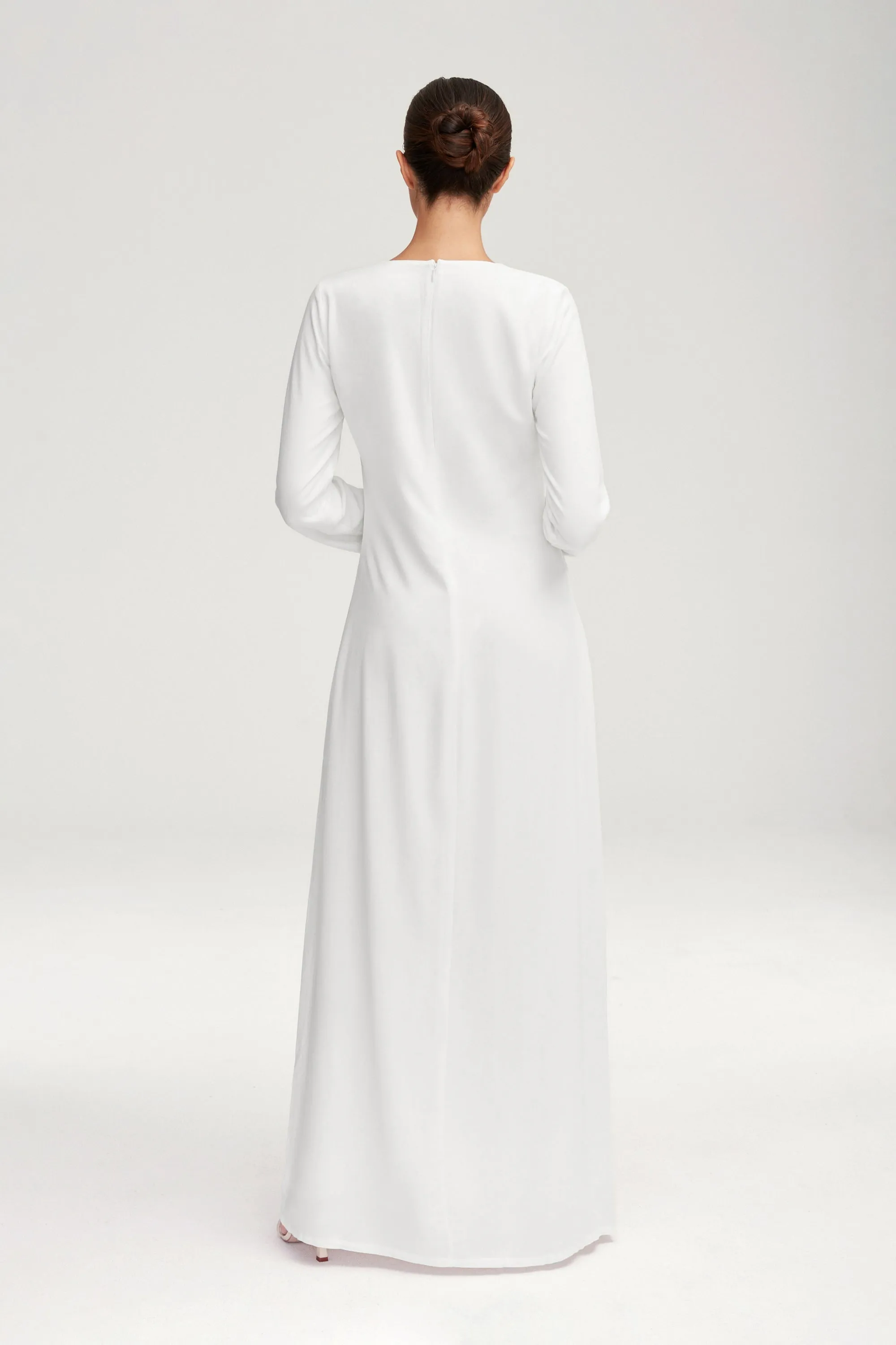 Basic Long Sleeve Maxi Dress - White