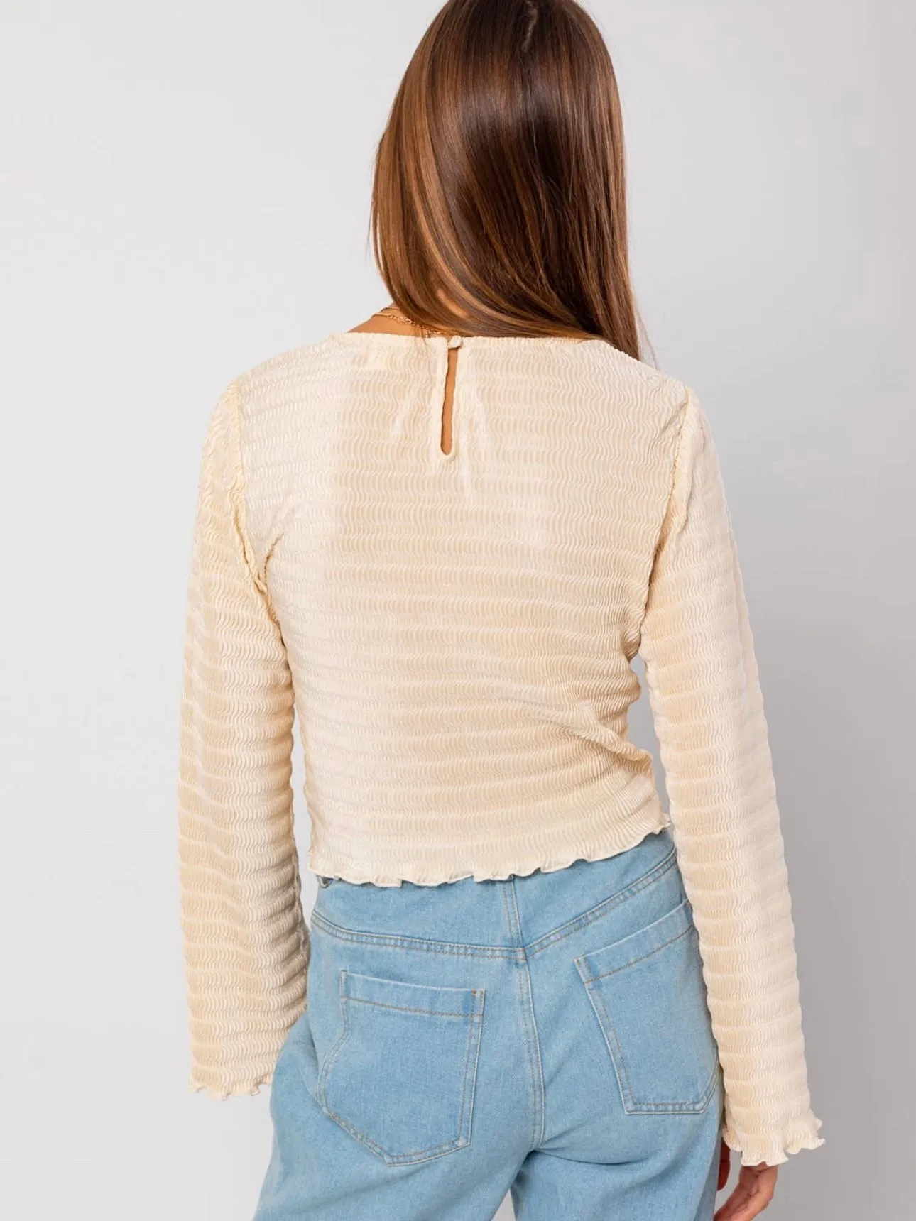 Bell Sleeve Crinkled Top