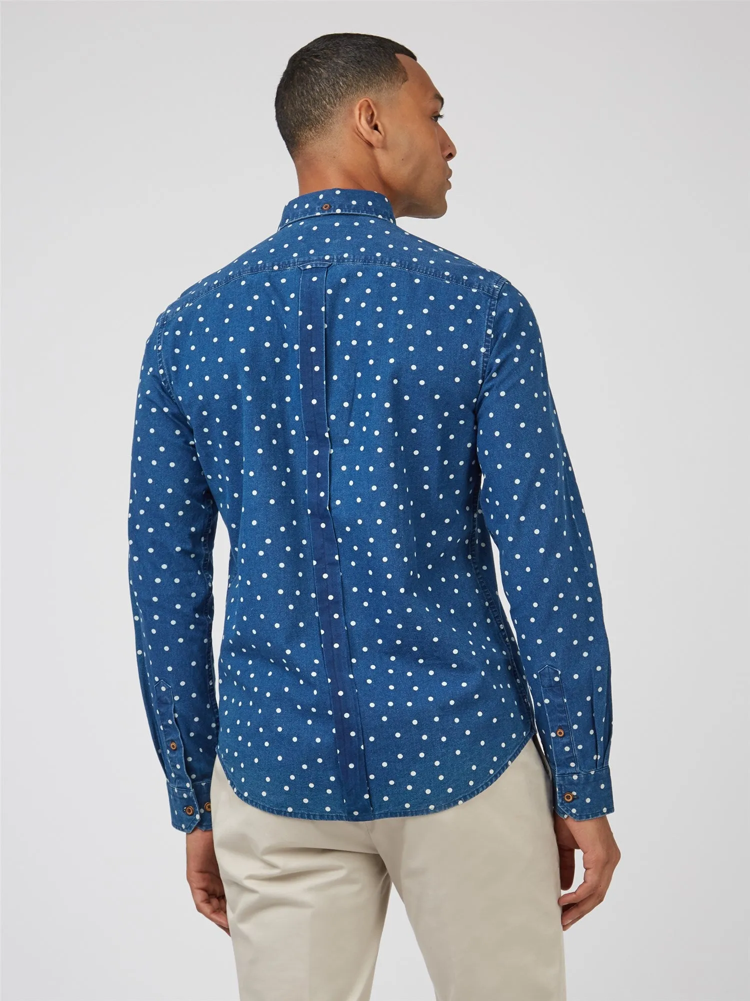 Ben Sherman Indigo Spot Print Dark Blue Shirt