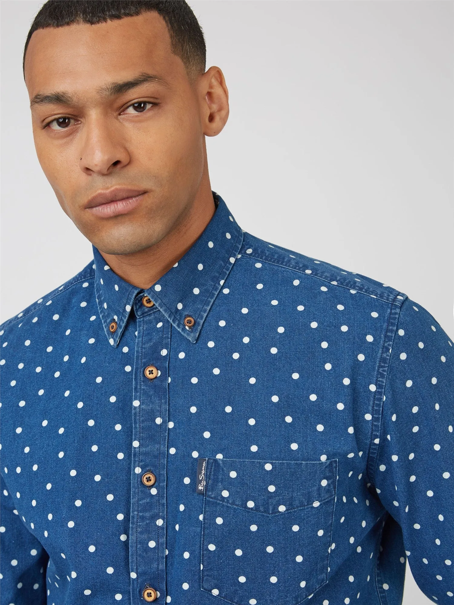 Ben Sherman Indigo Spot Print Dark Blue Shirt