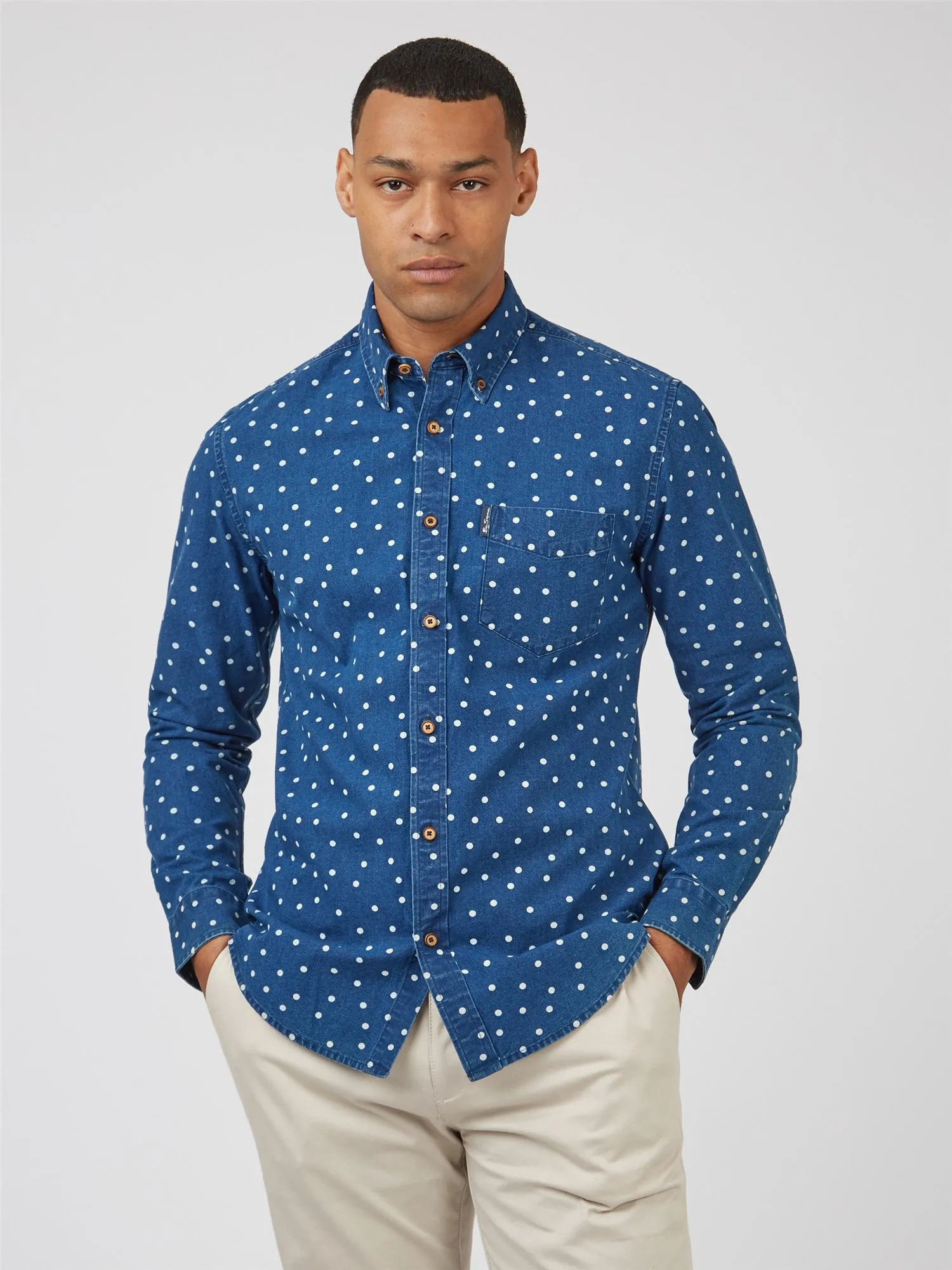 Ben Sherman Indigo Spot Print Dark Blue Shirt