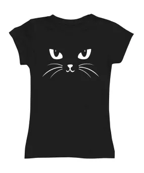 Black Kitty Face Fitted Tee