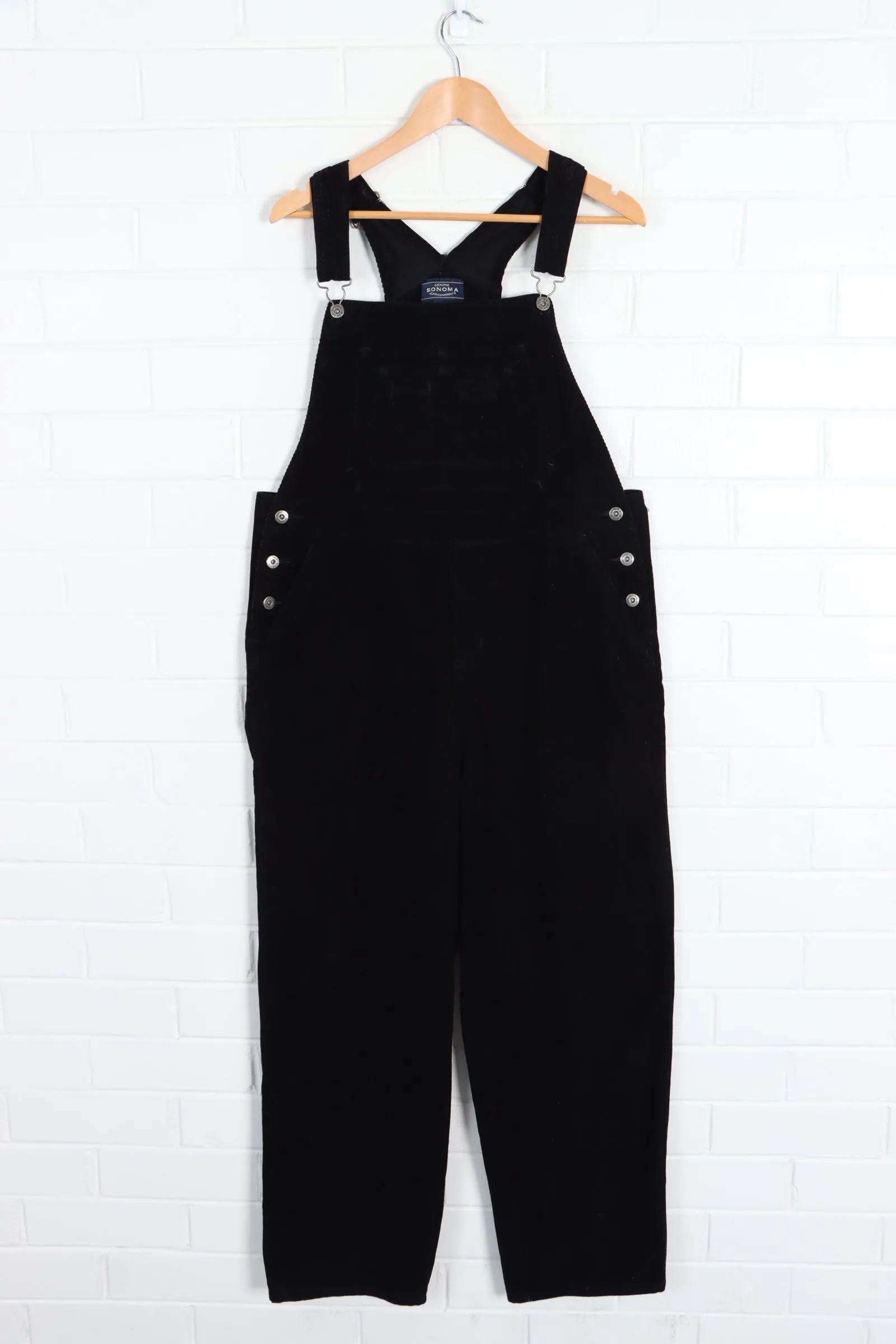 Black Multi Pocket Long Corduroy Overalls (L)