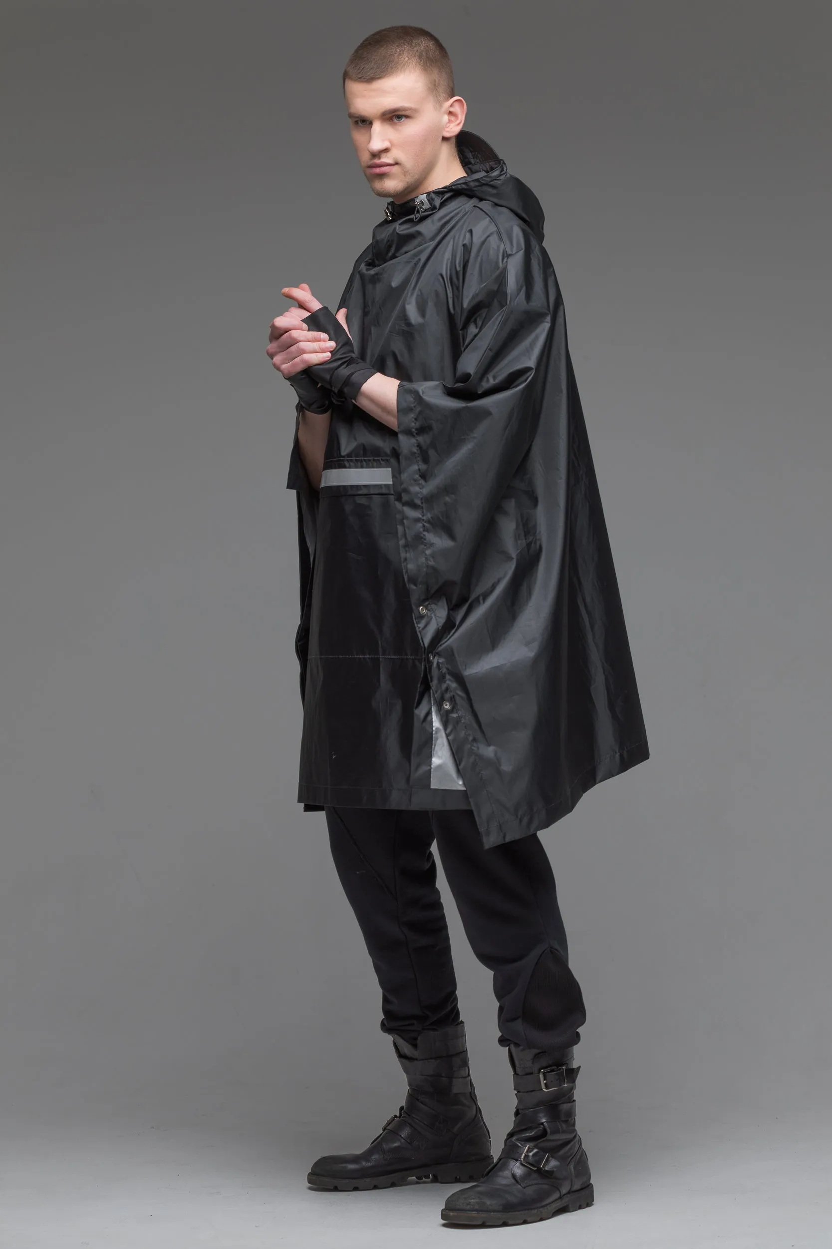 Black poncho raincoat