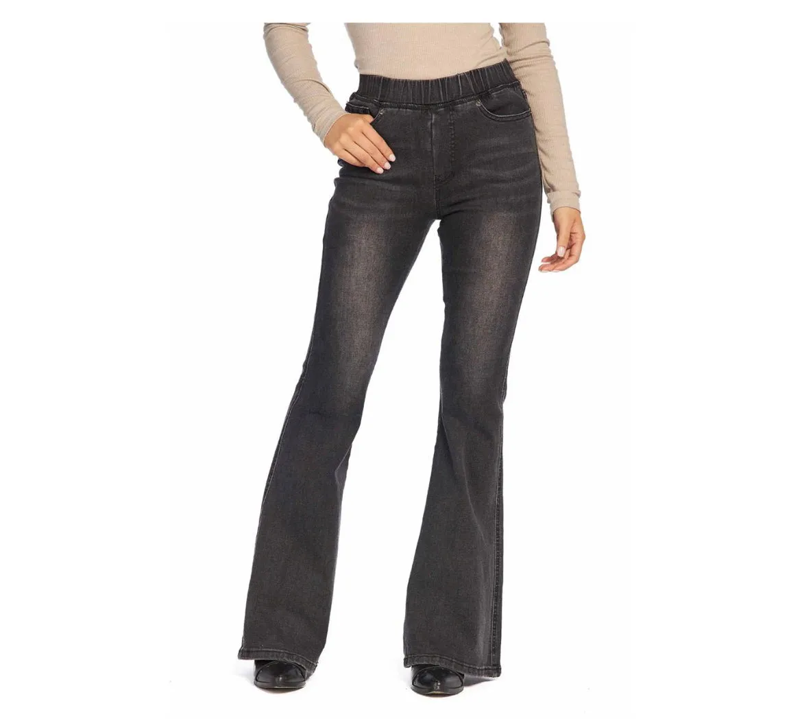 Black Sicily Flare High Rise Pull on Jeans