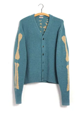 BONE | 5G Cropped Wool Cardigan in Sax Blue - Stylish and Cozy Knitwear for Effortless Layering