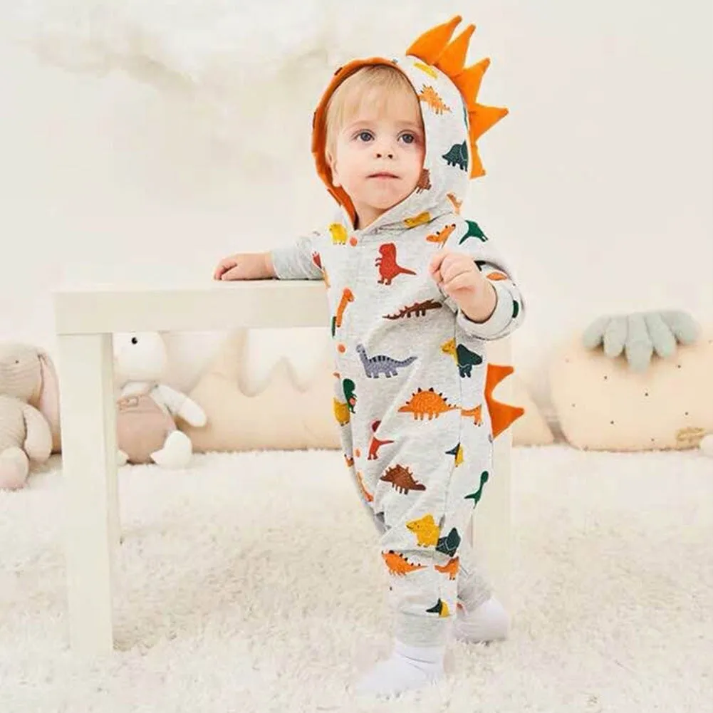 Boys And Girls Thick Dino Hooded Rompers-ONLY 4 LEFT!!!