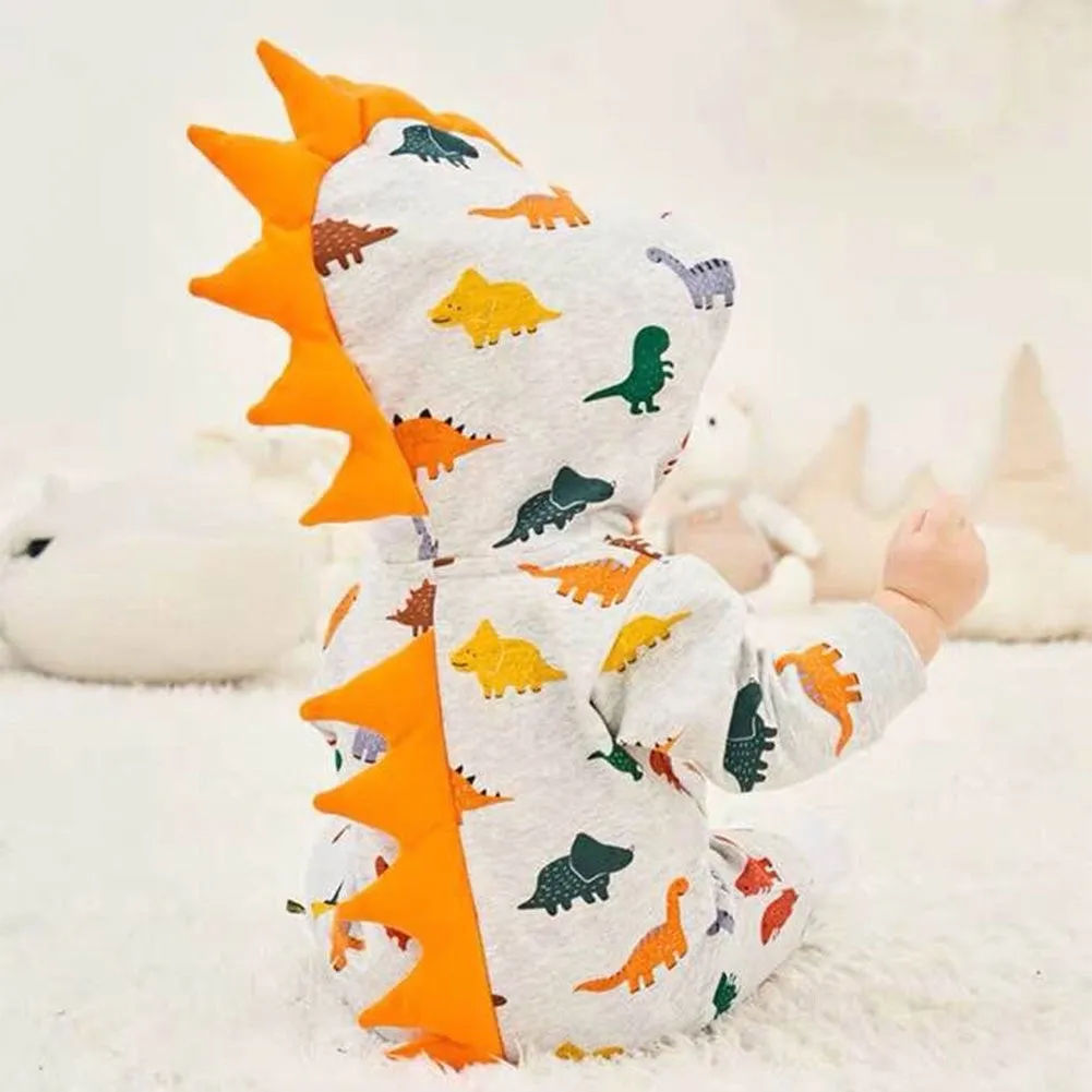 Boys And Girls Thick Dino Hooded Rompers-ONLY 4 LEFT!!!