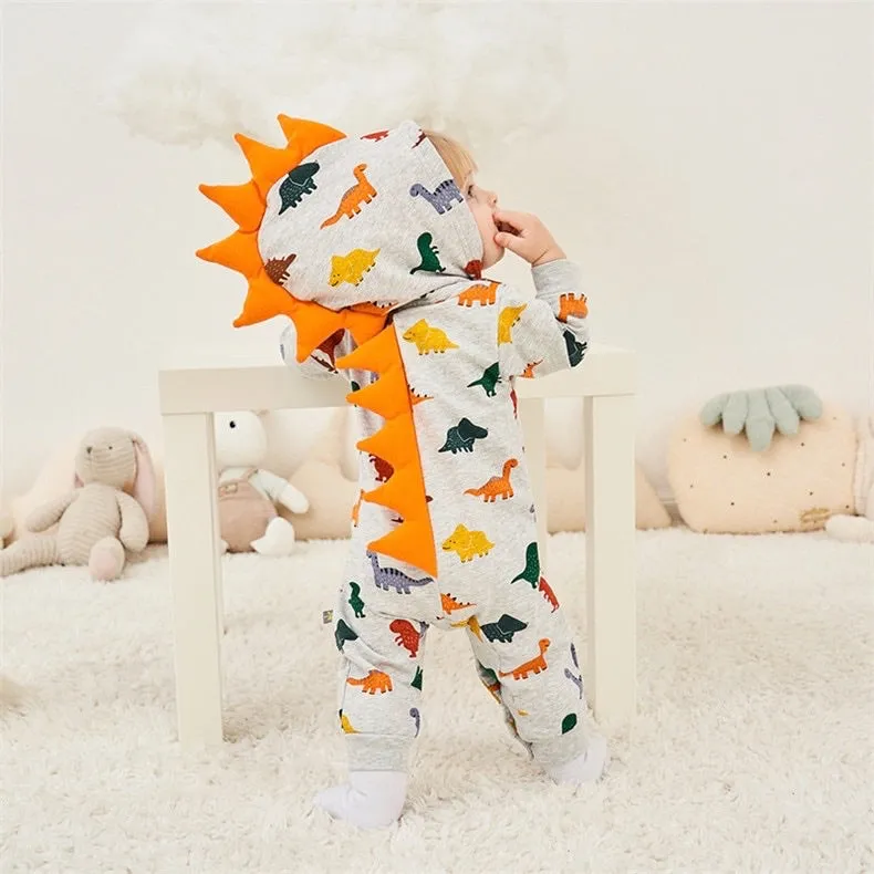 Boys And Girls Thick Dino Hooded Rompers-ONLY 4 LEFT!!!