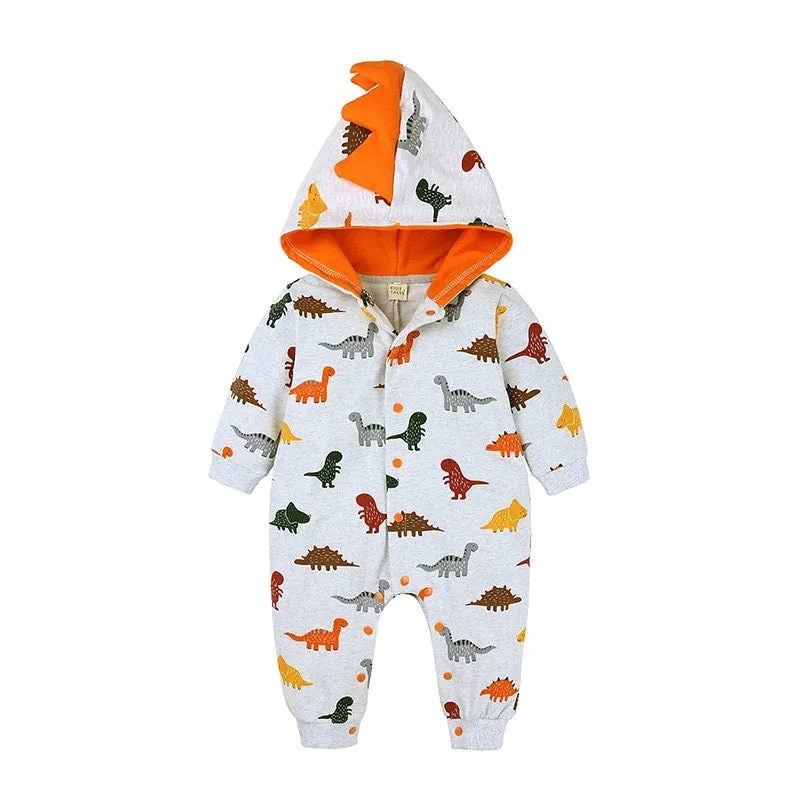 Boys And Girls Thick Dino Hooded Rompers-ONLY 4 LEFT!!!