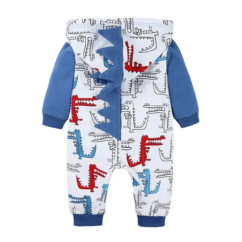 Boys And Girls Thick Dino Hooded Rompers-ONLY 4 LEFT!!!