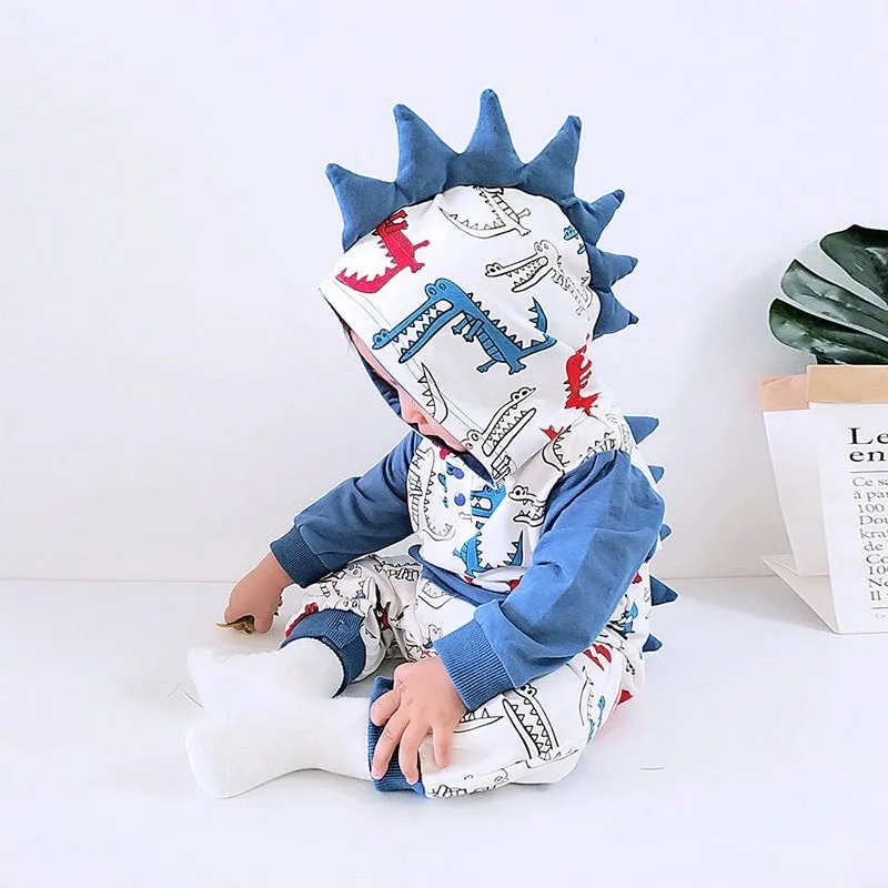 Boys And Girls Thick Dino Hooded Rompers-ONLY 4 LEFT!!!