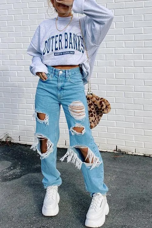 Broken Hole Loose Jeans