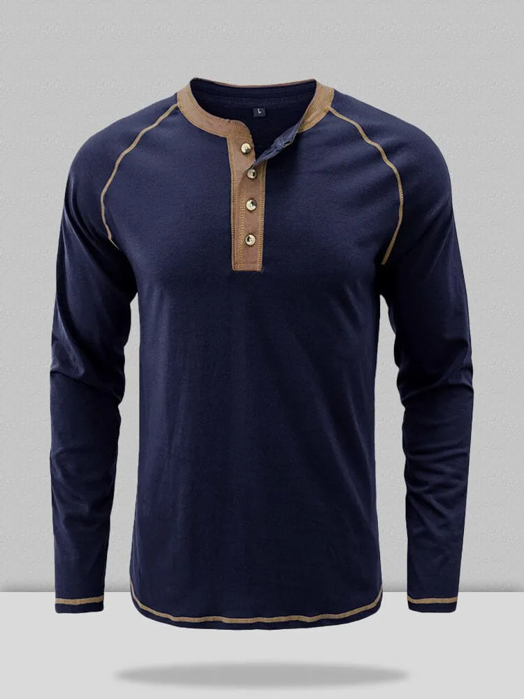 Button Down Long Sleeve Henley Shirt