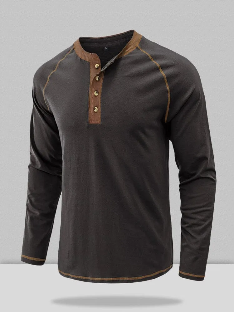 Button Down Long Sleeve Henley Shirt