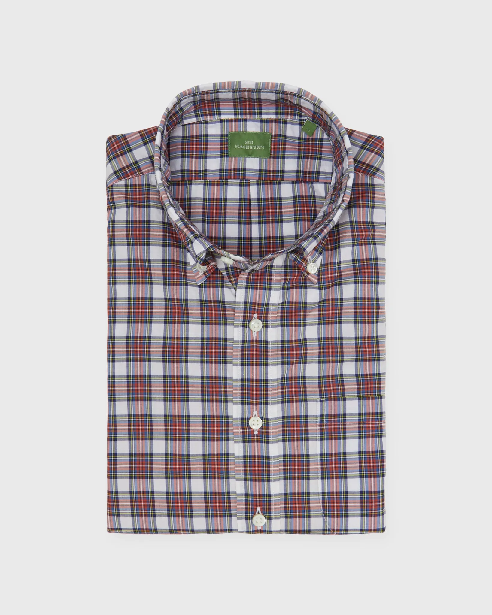 Button-Down Sport Shirt in Stewart Dress Summer Tartan Poplin