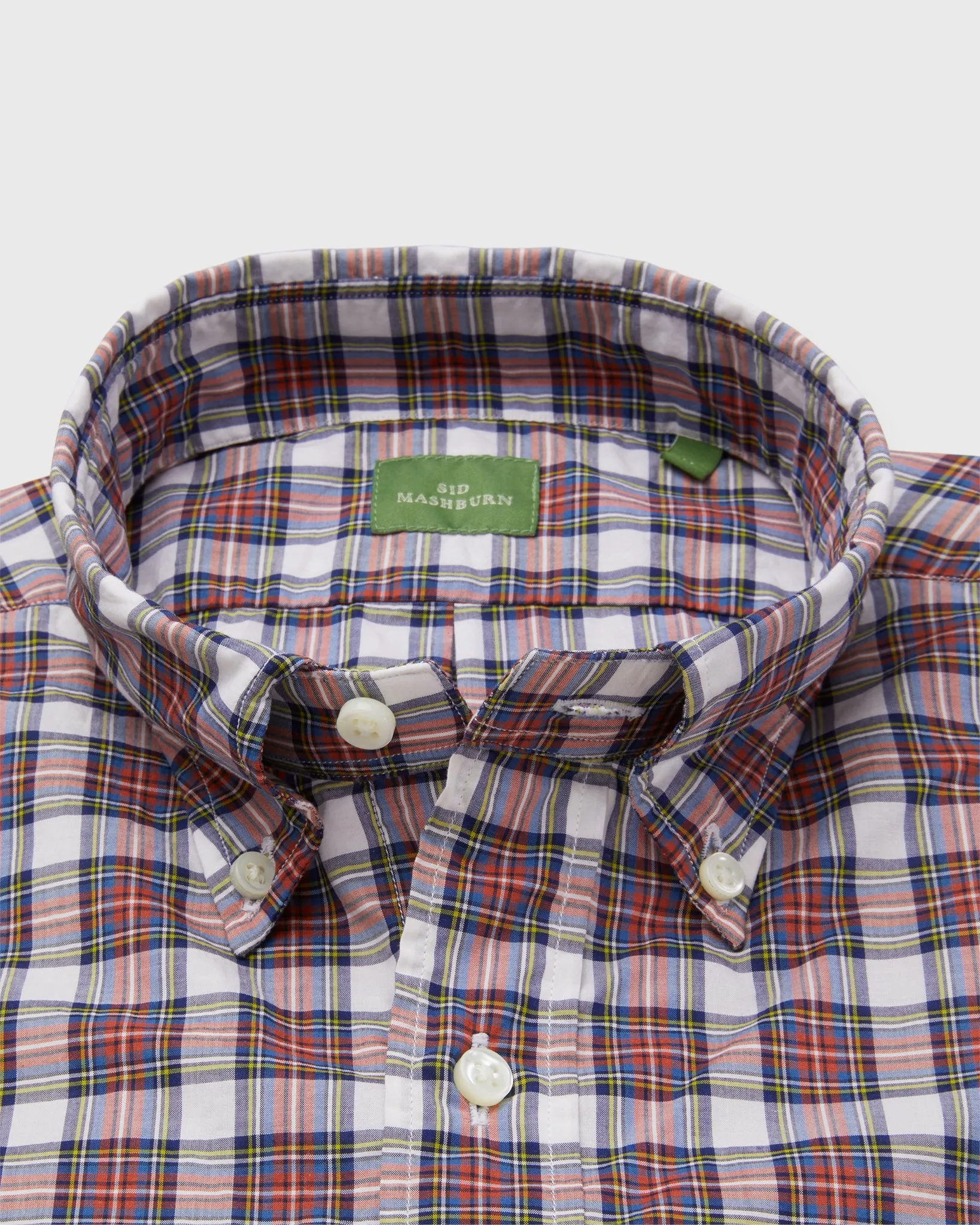 Button-Down Sport Shirt in Stewart Dress Summer Tartan Poplin