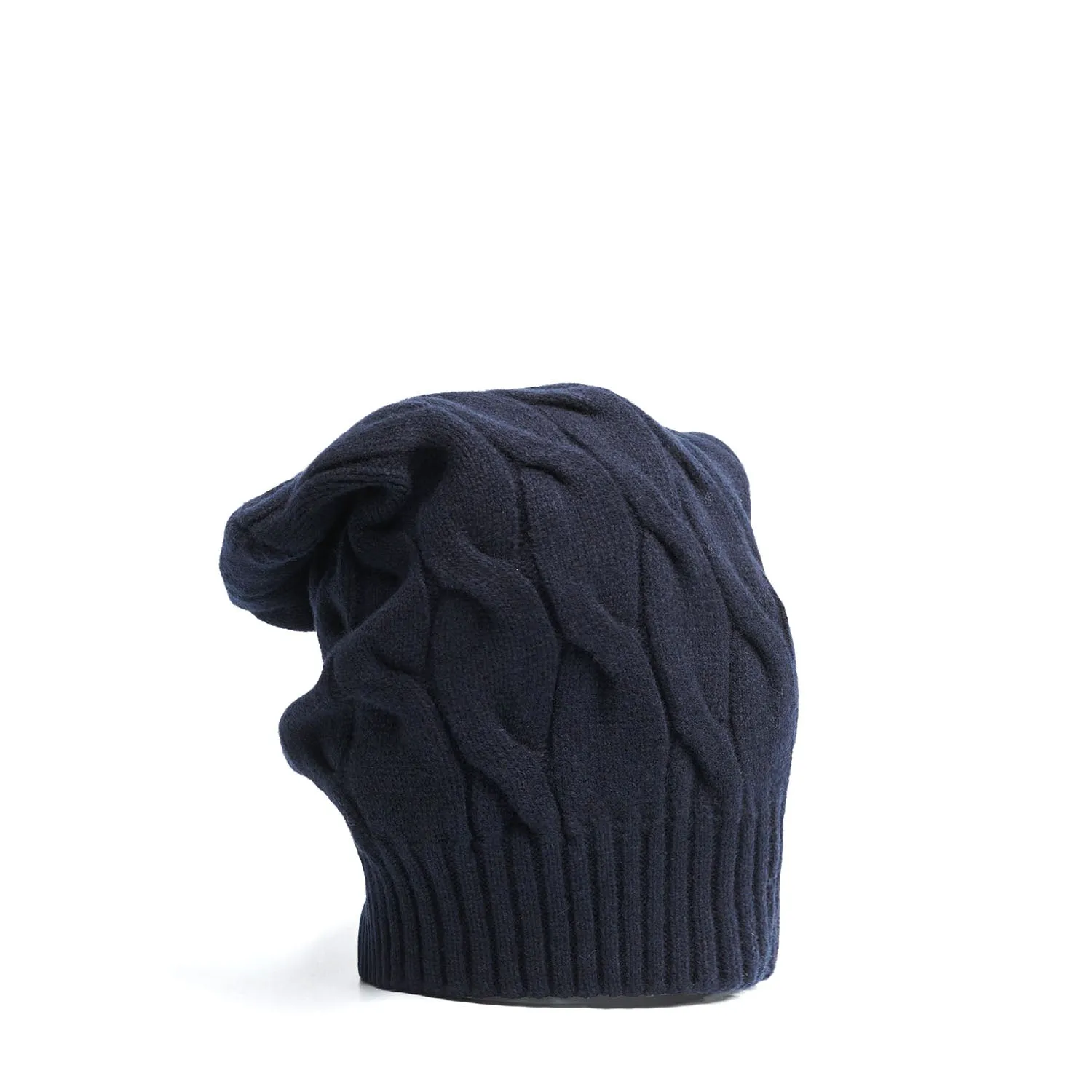 CABLE-KNIT BLUE HAT