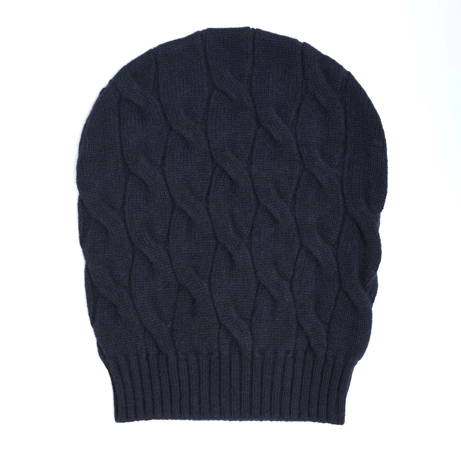 CABLE-KNIT BLUE HAT