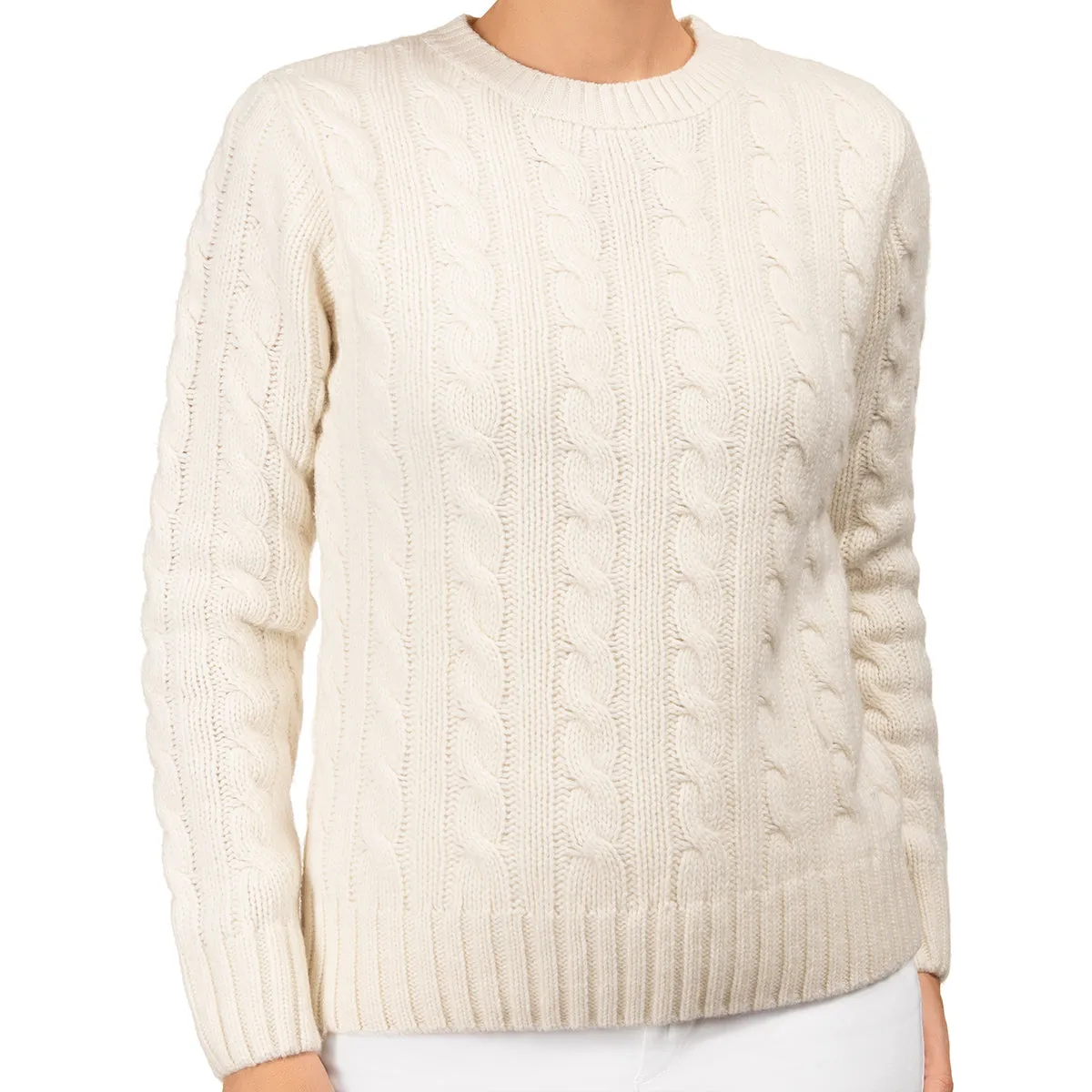 Cable Knit Pullover in White