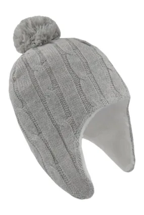 Cable Knit Sherpa Beanie Grey